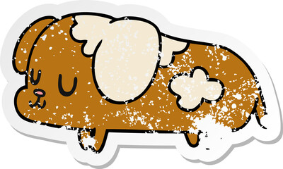 distressed sticker cartoon kawaii of a cute dog