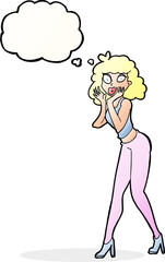 cartoon surprised woman with thought bubble