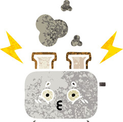 retro illustration style cartoon of a toaster