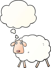 cartoon sheep and thought bubble in smooth gradient style