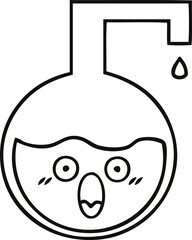 line drawing cartoon science experiment