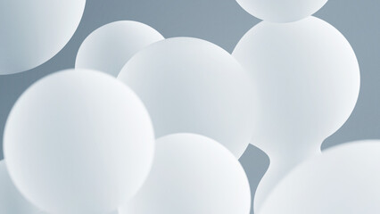 半透明な白い背景。メタボール、リキッドボール、シャボン玉