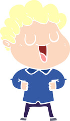 laughing flat color style cartoon man