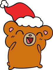 christmas cartoon of kawaii bear