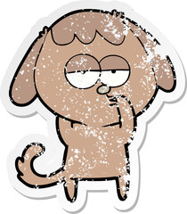 distressed sticker of a cartoon tired dog