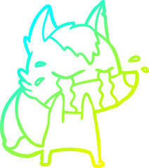 cold gradient line drawing cartoon crying wolf