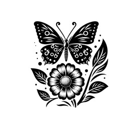 Beautiful monochrome butterfly isolated vector illustration