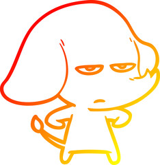 warm gradient line drawing annoyed cartoon elephant