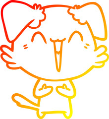 warm gradient line drawing happy little cartoon dog laughing