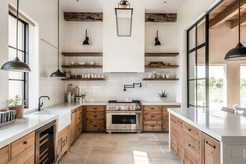 Sleek Cabinetry Farmhouse Kitchen Mockup: Minimalist Design
