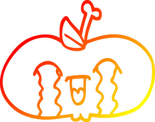 warm gradient line drawing cartoon sad apple