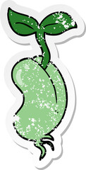 distressed sticker of a cartoon sprouting seed