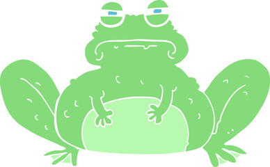 flat color illustration of a cartoon frog