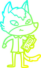 cold gradient line drawing friendly cartoon wolf manager