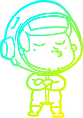 cold gradient line drawing cartoon confident astronaut