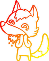 warm gradient line drawing cartoon hungry wolf