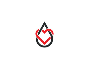 Water Love or Heart Drop Blood Logo Concept sign icon symbol Element Design. Vector illustration logo template