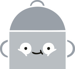 flat color retro cartoon cooking pot