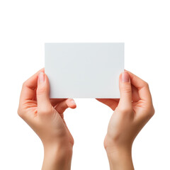 Fototapeta premium A hand holding a white card Isolated on transparent background, PNG