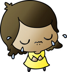 gradient cartoon of cute kawaii girl