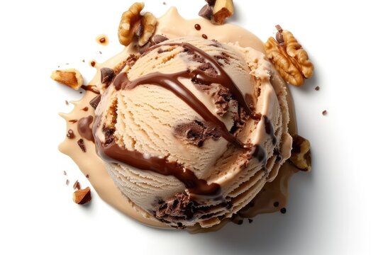 Photo delicious mix fruit ice cream chocolate flakes on top  ice cream 
