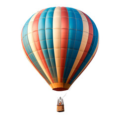 A colorful hot air balloon with a rainbow pattern Isolated on transparent background, PNG