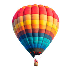 Naklejka premium A colorful hot air balloon with a rainbow pattern Isolated on transparent background, PNG