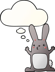 cartoon rabbit and thought bubble in smooth gradient style