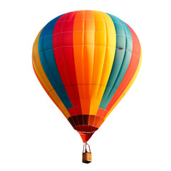 A colorful hot air balloon with a rainbow pattern Isolated on transparent background, PNG