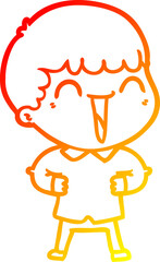 warm gradient line drawing cartoon happy man
