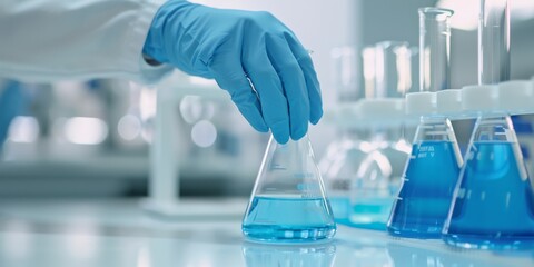 Scientist conducting a liquid experiment in a laboratory