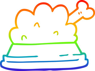 rainbow gradient line drawing cartoon pet food
