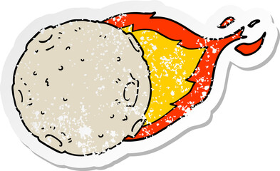 distressed sticker of a cartoon meteorite © lineartestpilot