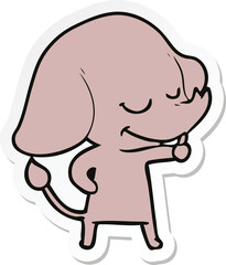 Obraz premium sticker of a cartoon smiling elephant