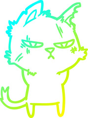 cold gradient line drawing tough cartoon cat