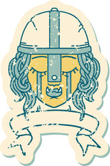 crying orc fighter character face illustration