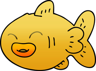 quirky gradient shaded cartoon fish