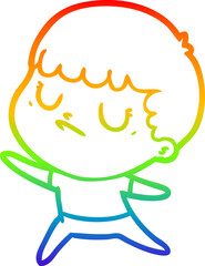 rainbow gradient line drawing cartoon grumpy boy