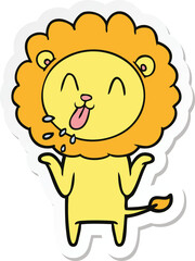 sticker of a happy cartoon lion