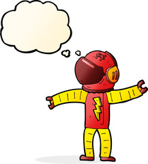 cartoon astronaut with thought bubble