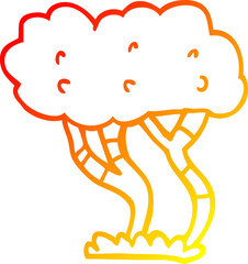 warm gradient line drawing cartoon tree