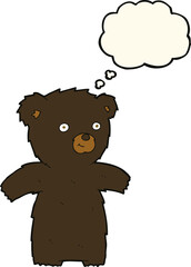 cute cartoon black bear with thought bubble