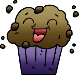 quirky gradient shaded cartoon happy muffin