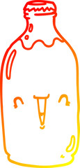 warm gradient line drawing cute cartoon milk bottle