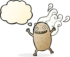 cartoon happy potato with thought bubble