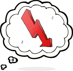 thought bubble cartoon arrow down trend