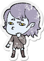 distressed sticker of a cartoon vampire girl