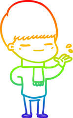 rainbow gradient line drawing cartoon smug boy
