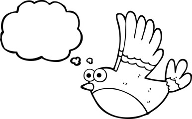 thought bubble cartoon flying bird