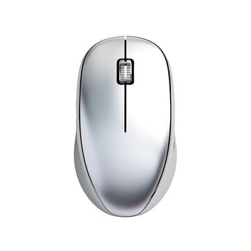 A silver computer mouse. Isolated on transparent background, PNG